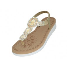 W9802L-RG - Wholesale Women's "Easy USA" Rhinestone Upper Comfortable Waking Sandals (*Rose Gold Color)